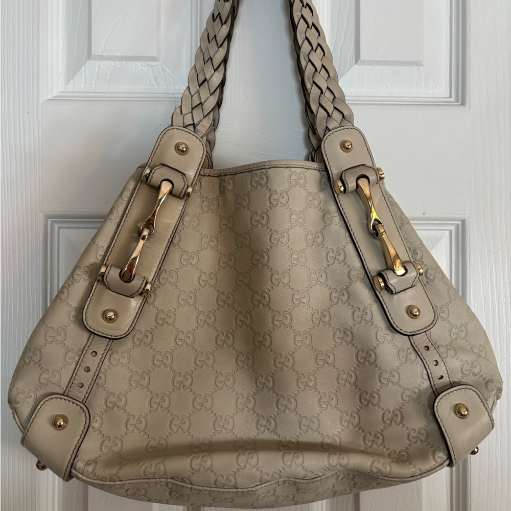 Gucci Taupe Monogram Shoulder Bag